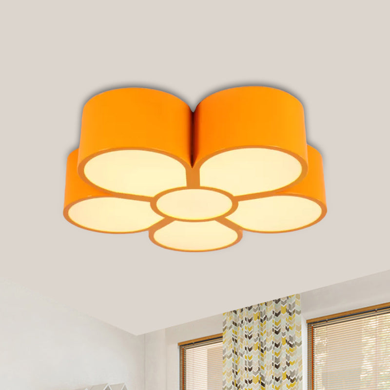 Kids Plum Blossom Flushmount Lighting Acrylic LED Kindergarten Flush Ceiling Light Fixture in Red/Yellow/Blue