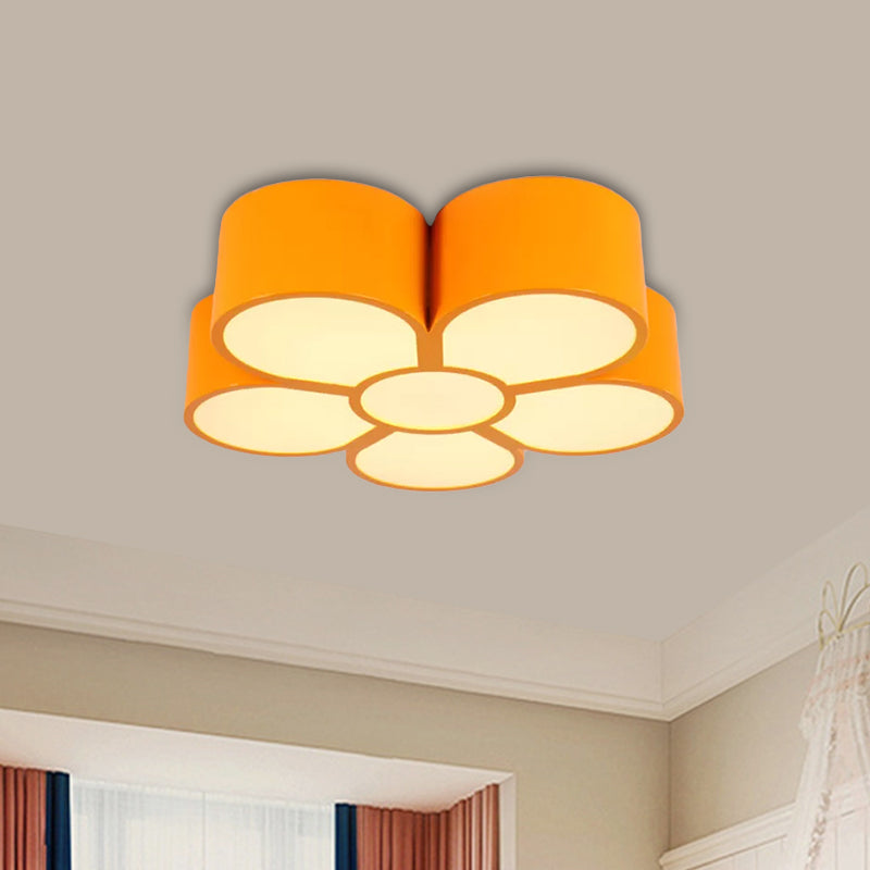 Kids Plum Blossom Flushmount Lighting Acrylic LED Kindergarten Flush Ceiling Light Fixture in Red/Yellow/Blue
