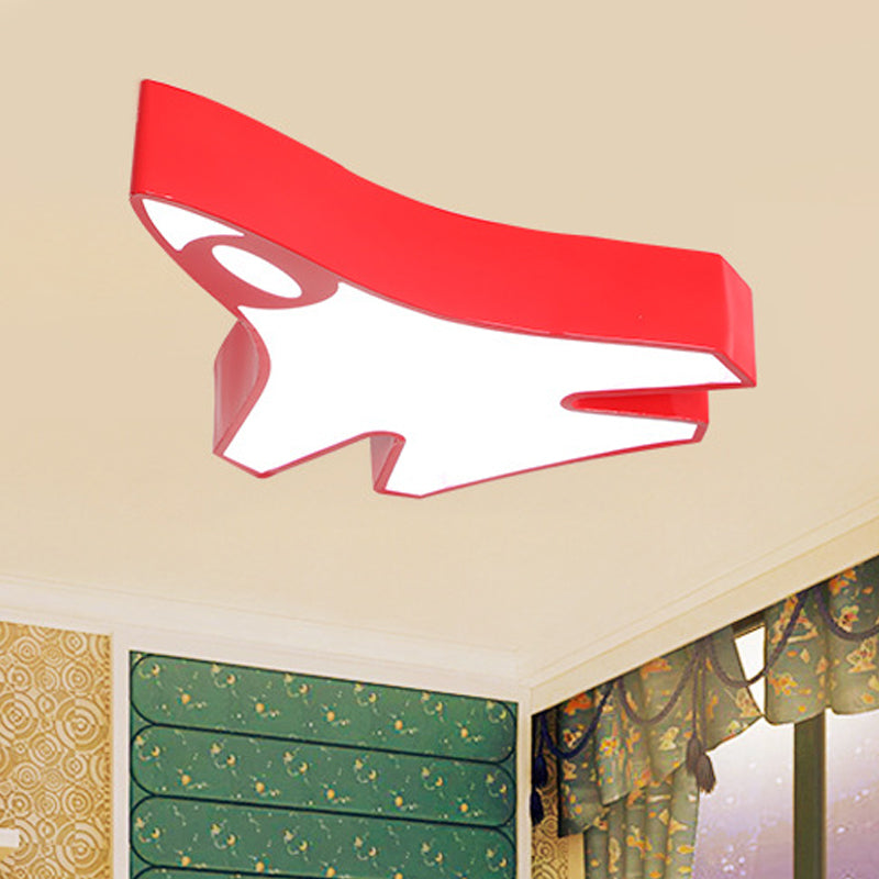 Acrylic Airplane Flush Lamp Minimalist LED Ceiling Mounted Fixture in Red/Yellow/Blue, Warm/White Light