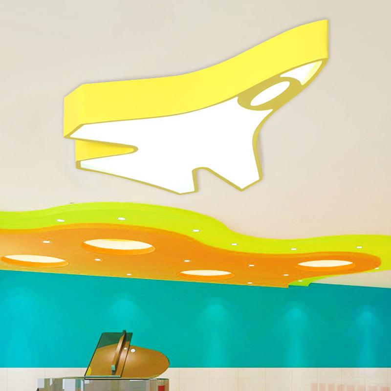 Acrylic Airplane Flush Lamp Minimalist LED Ceiling Mounted Fixture in Red/Yellow/Blue, Warm/White Light