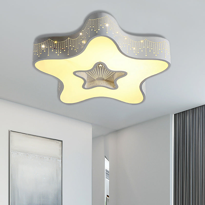 Lampada da soffitto a LED moderna Macaron Loft a forma di stella cava in metallo acrilico per camera da letto per bambini