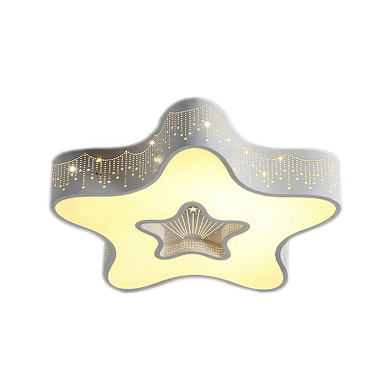 Lampada da soffitto a LED moderna Macaron Loft a forma di stella cava in metallo acrilico per camera da letto per bambini