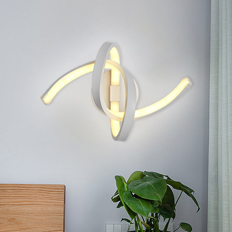 Nórdica LED Wall Donce White serpente/nota musical/Luz de montaje de pared entrelazada con sombra acrílica para sala de estar