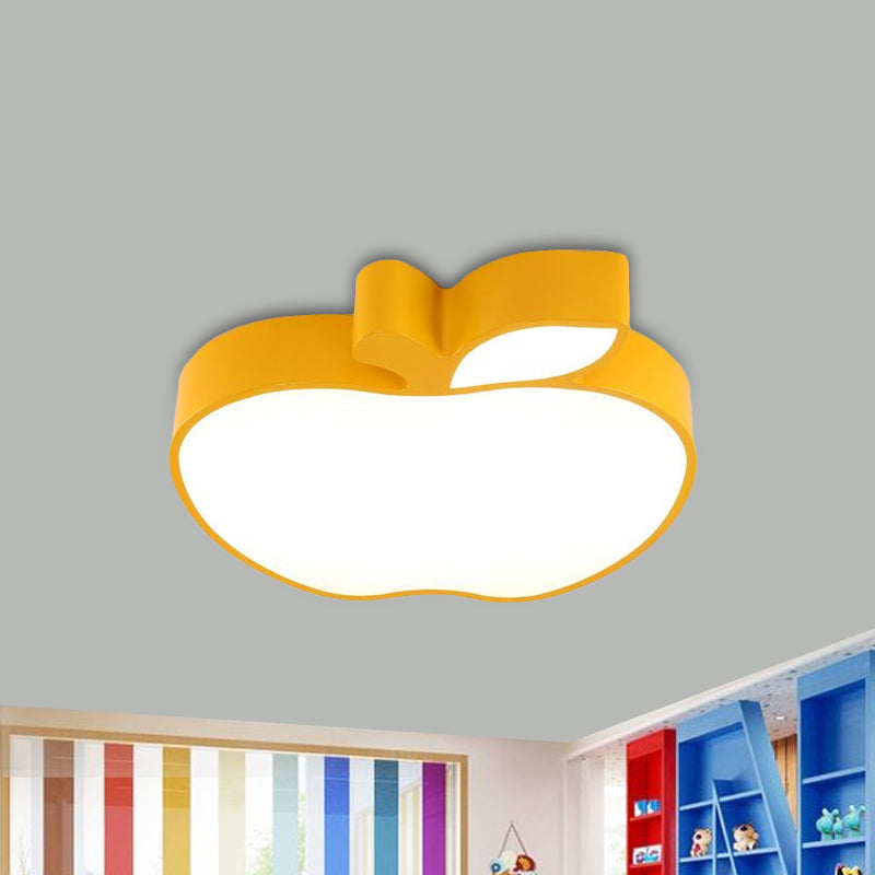 Kids LED Flush Mount Lamp with Acrylic Shade Red/Yellow/Blue Apple Flush Ceiling Light Fixture