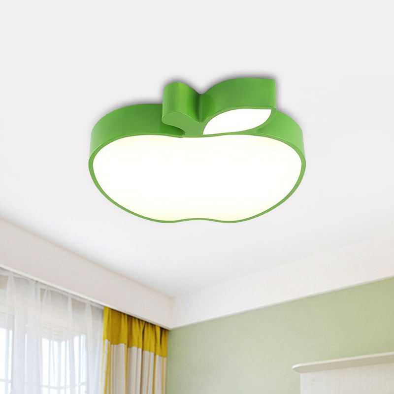 Kids LED Flush Mount Lamp with Acrylic Shade Red/Yellow/Blue Apple Flush Ceiling Light Fixture