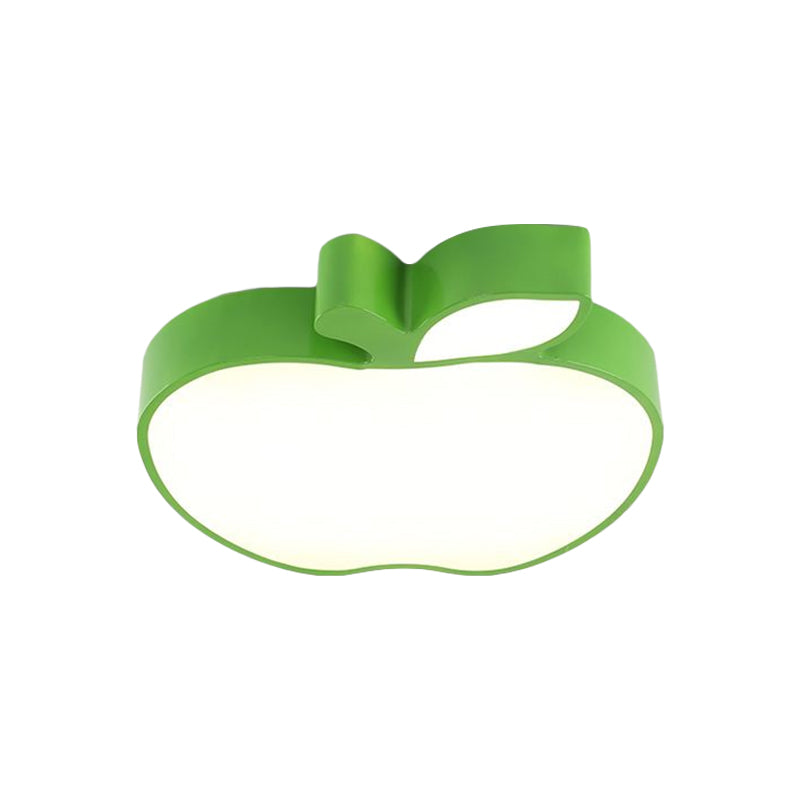 Kids LED Flush Mount Lamp with Acrylic Shade Red/Yellow/Blue Apple Flush Ceiling Light Fixture