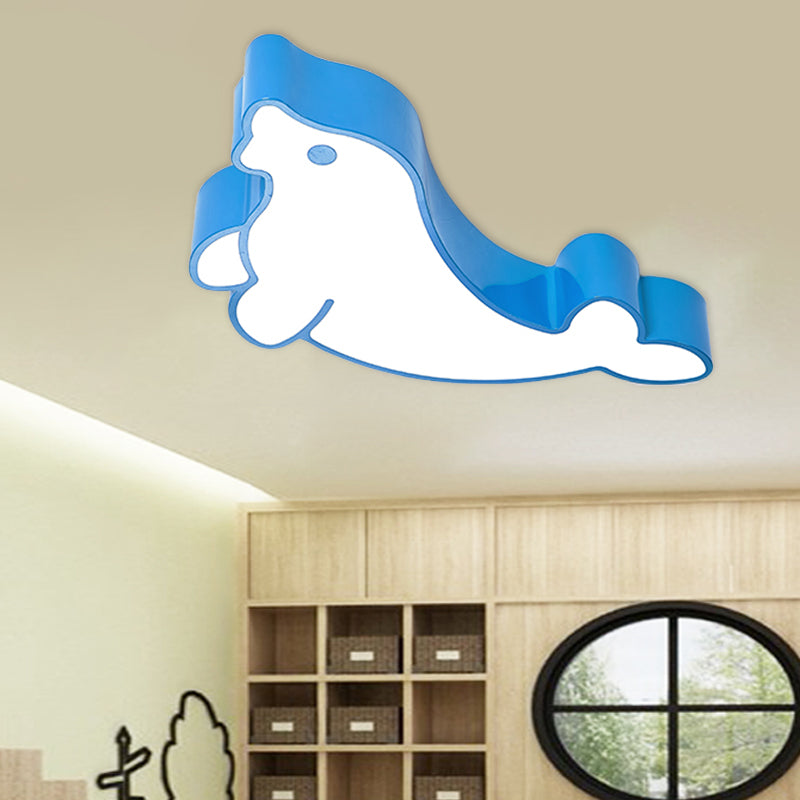 Seal Acrylic Ceiling Fixture Kids Style Red/Blue/Green LED Flush Mount Lighting for Drawing Room