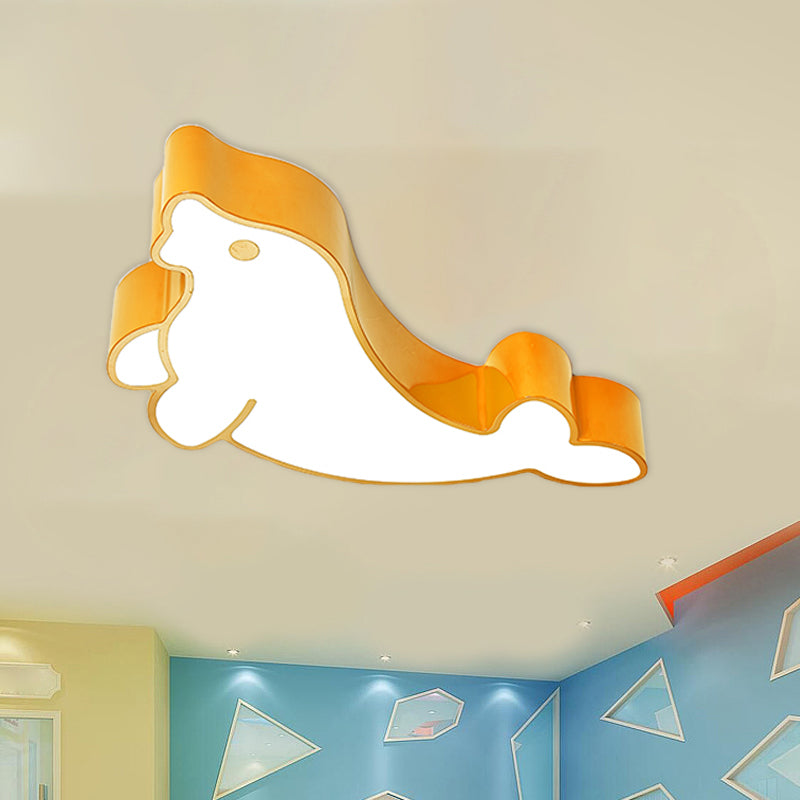 Seal Acrylic Ceiling Fixture Kids Style Red/Blue/Green LED Flush Mount Lighting for Drawing Room