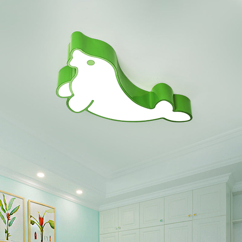 Seal Acrylic Ceiling Fixture Kids Style Red/Blue/Green LED Flush Mount Lighting for Drawing Room