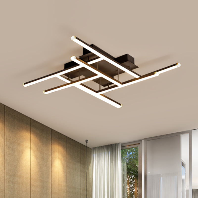 Nieuwigheid moderne doorkruiste semi-flush acryl slaapkamer LED dichtbij plafondlamp in zwart