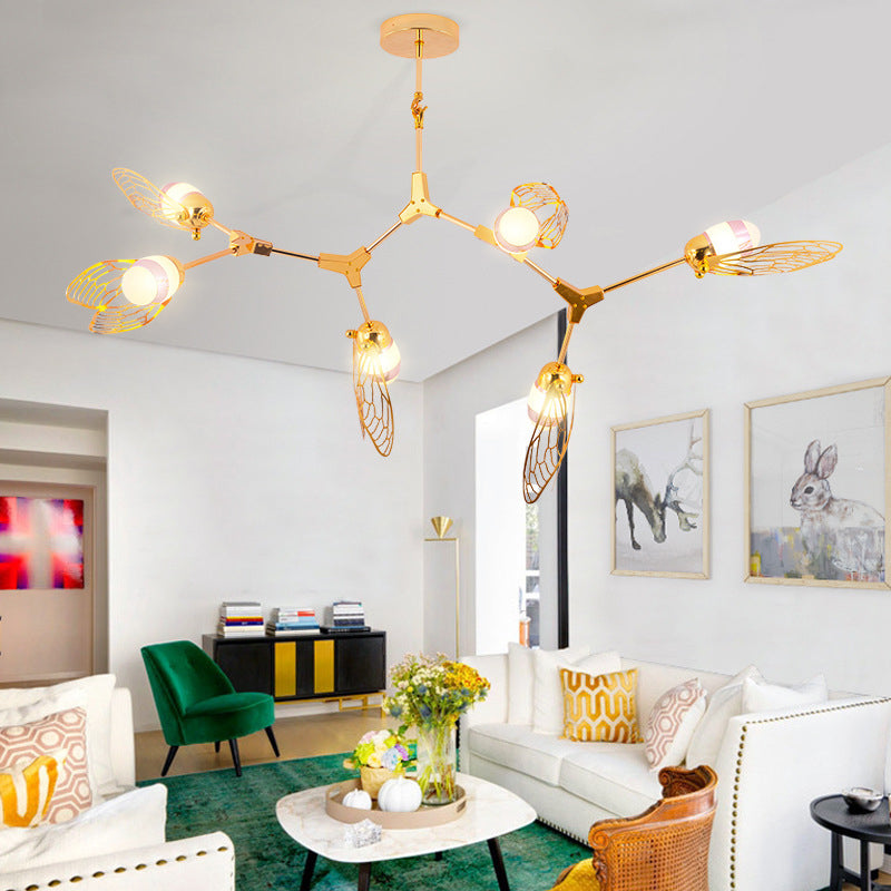 Romantische geëtst vlinder kroonluchter metalen goud afwerking hanglamp voor eettafel