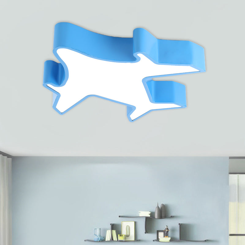 Airplane Bedroom Flush Lamp Fixture Acrylic LED Contemporary Ceiling Mounted Light in Red/Yellow/Blue