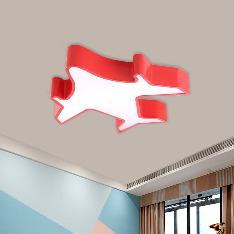 Airplane Bedroom Flush Lamp Fixture Acrylic LED Contemporary Ceiling Mounted Light in Red/Yellow/Blue