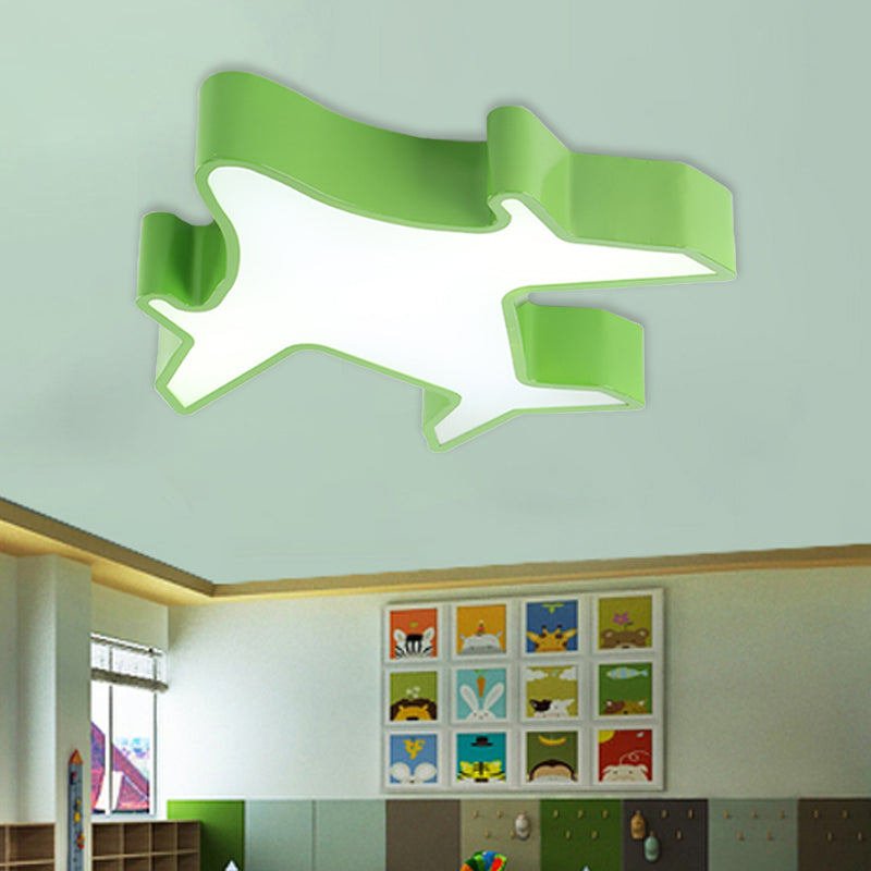 Airplane Bedroom Flush Lamp Fixture Acrylic LED Contemporary Ceiling Mounted Light in Red/Yellow/Blue