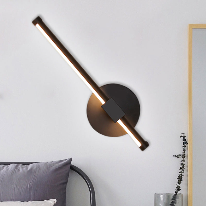 Black Slim Rod LED Wall Light Fixture Minimalist Aluminum Sconce Lamp in Warm/White Light