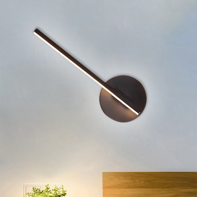 Black Slim Rod LED Wall Light Fixture Minimalist Aluminum Sconce Lamp in Warm/White Light