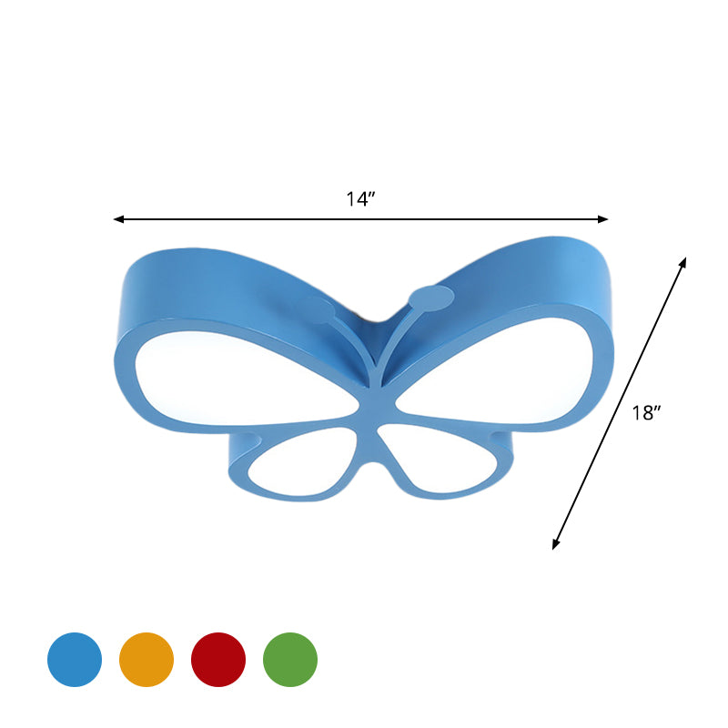 Butterfly Metallic LED Flush Light Fixture Children Red/Yellow/Blue Flushmount Ceiling Lamp with Acrylic Shade