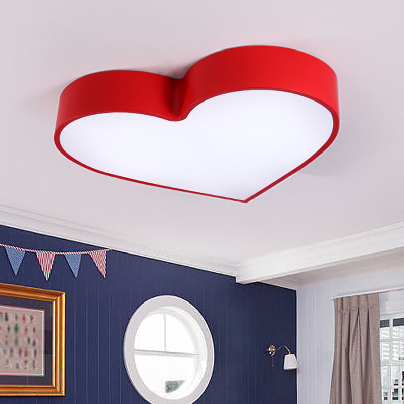 Acrilico Loving Heart Flush Mount Minimalism LED lampada da soffitto in rosso/rosa/blu per Parlor