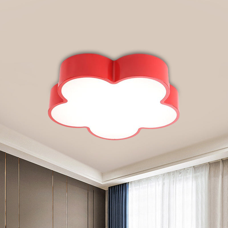 Kids Flower Flush Mount Lamp Acrylic LED Kindergarten Flush Ceiling Light Fixture in Red/Yellow/Blue