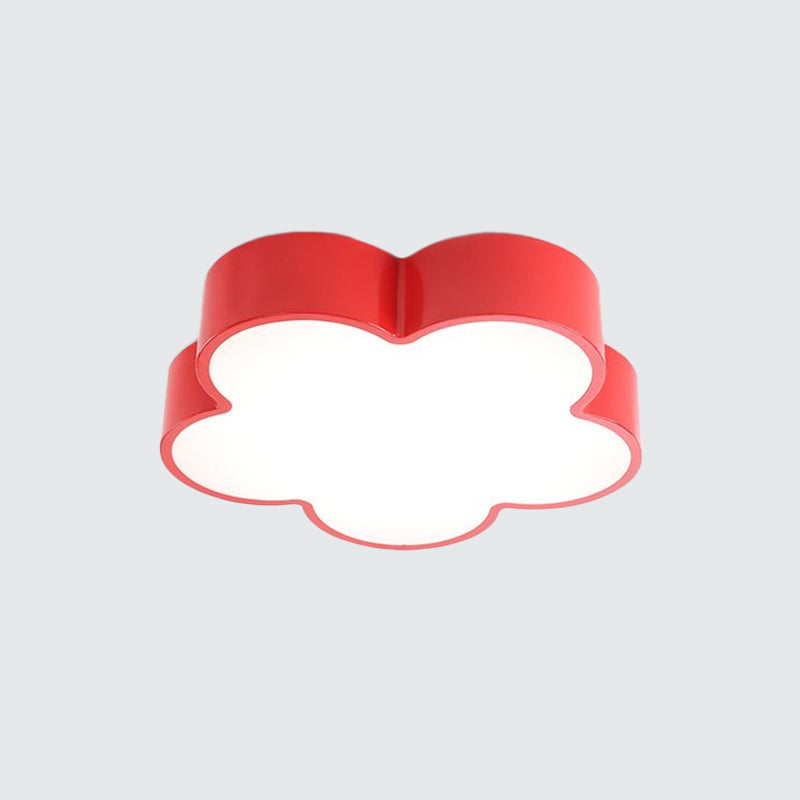 Kids Flower Flush Mount Lamp Acrylic LED Kindergarten Flush Ceiling Light Fixture in Red/Yellow/Blue