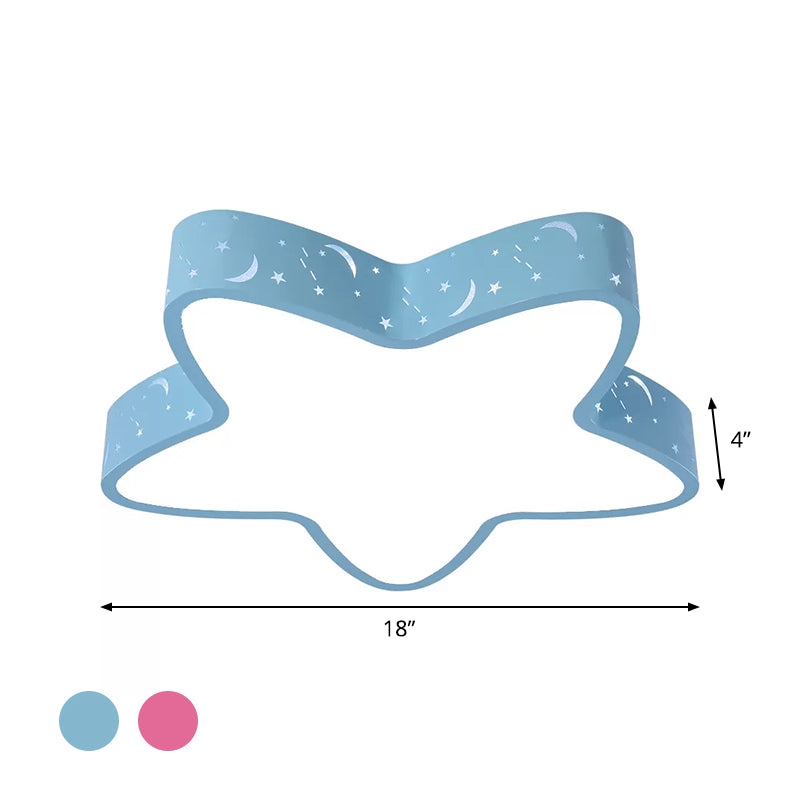 Pink/Light Blue Starfish Flush Lighting Kids LED Acrylic Flush-Mount Light Fixture with Hollowing-Out Design