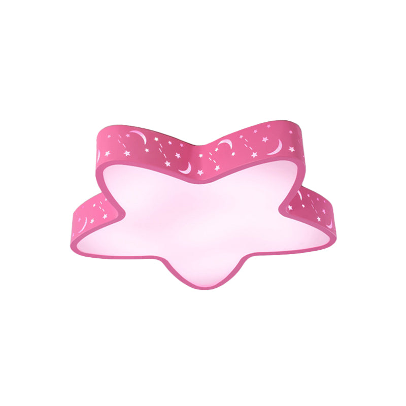 Pink/Light Blue Starfish Flush Lighting Kids LED Acrylic Flush-Mount Light Fixture with Hollowing-Out Design