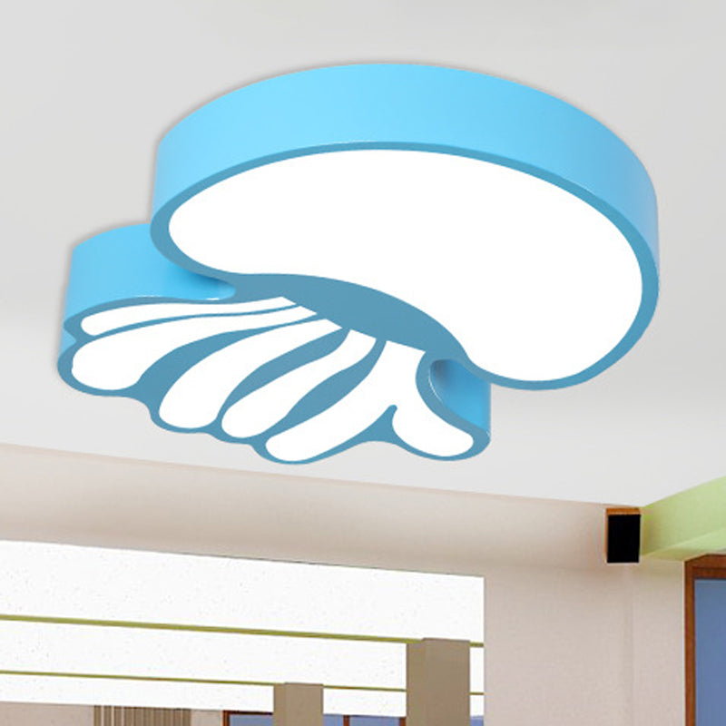 Creative LED Flushmount Lighting Blue Jellyfish Ceiling Flush Mount with Acrylic Shade in Warm/White Light