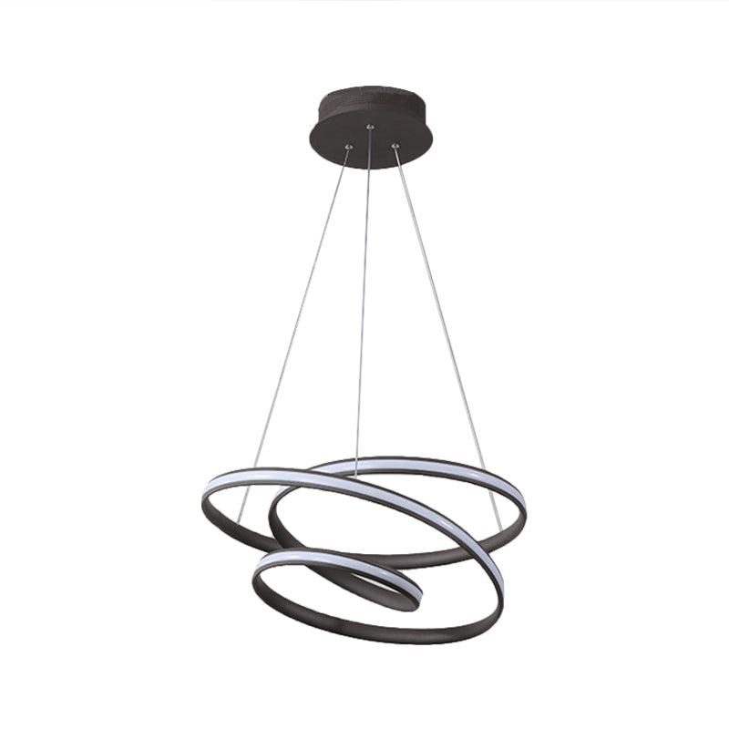 Whirling LED Pendant Chandelier Minimalist Acrylic Kitchen Ceiling Suspension Lamp in Black, Warm/White/Natural Light