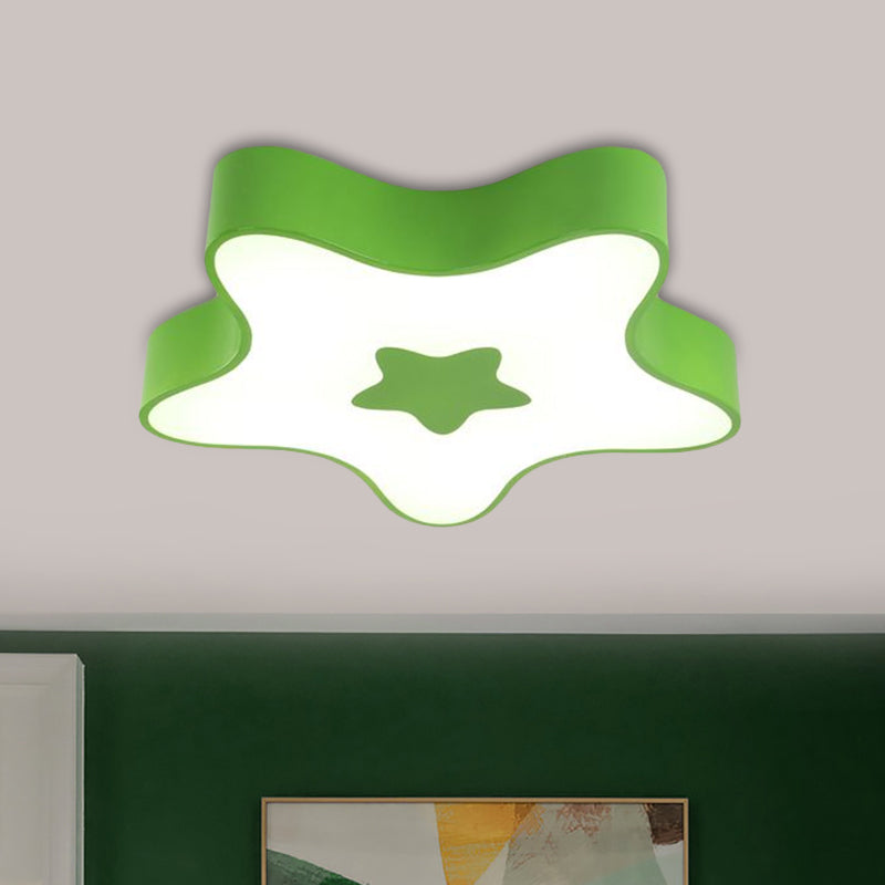 Star Kindergarten Flush Light Acrylic LED Kids Flush Mount Recessed Lighting in Red/Yellow/Blue