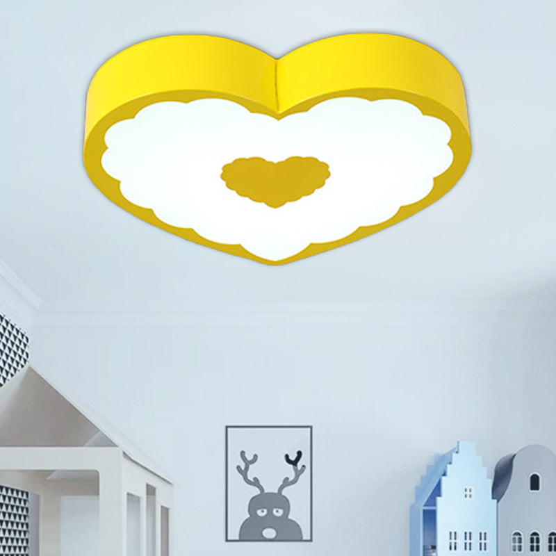 Acrylic Loving Heart Ceiling Lamp Minimalism Yellow/Blue LED Flush Mount Lighting Fixture in Warm/White Light
