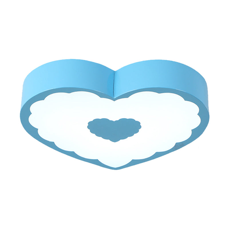 Acrylic Loving Heart Ceiling Lamp Minimalism Yellow/Blue LED Flush Mount Lighting Fixture in Warm/White Light