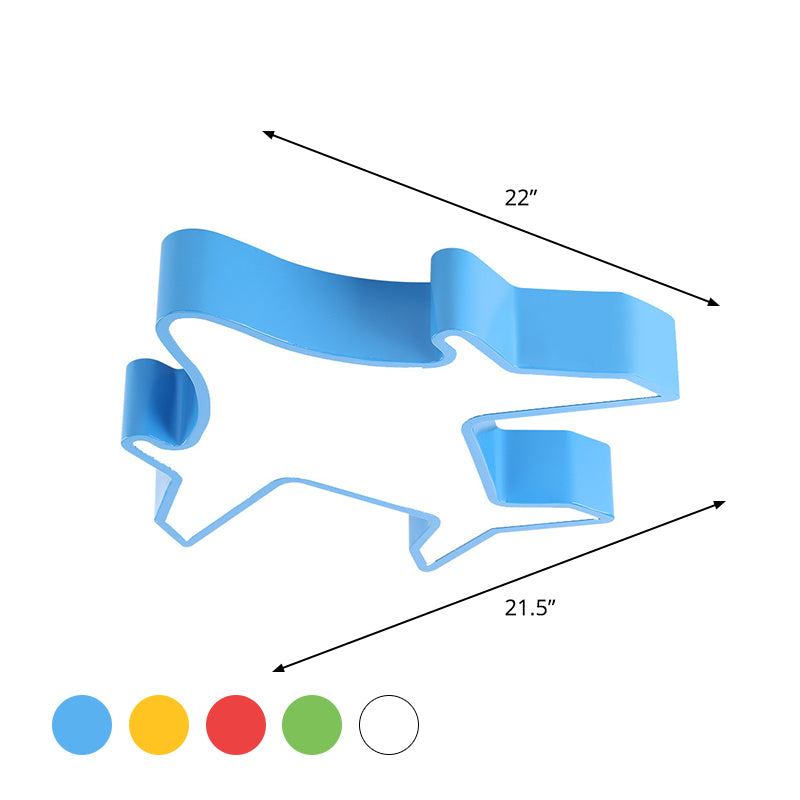 Aeroplane Nursery Room Flush Light Fixture Acrylic LED Children Flushmount Ceiling Lamp in White/Red/Yellow