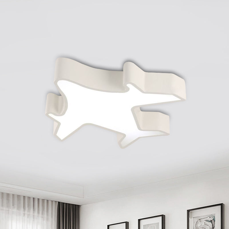 Aeroplane Nursery Room Flush Light Fixture Acrylic LED Children Flushmount Ceiling Lamp in White/Red/Yellow