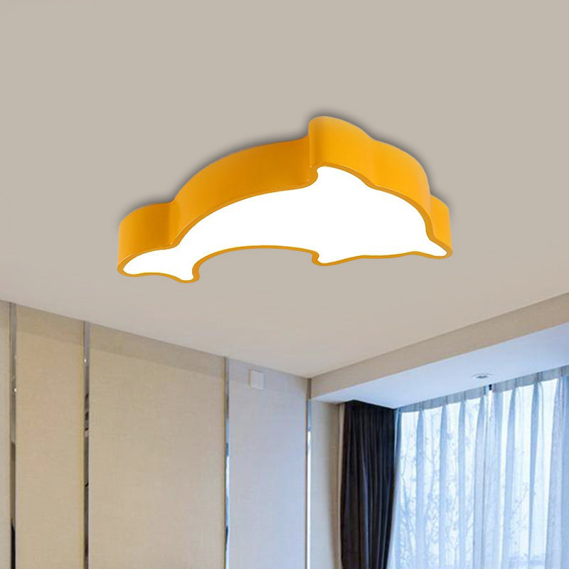 Weiß/Rot/Gelb Delphin Beleuchtung Kinder LED Acryl Flush Mount Deckenleuchte Licht für Schlafzimmer