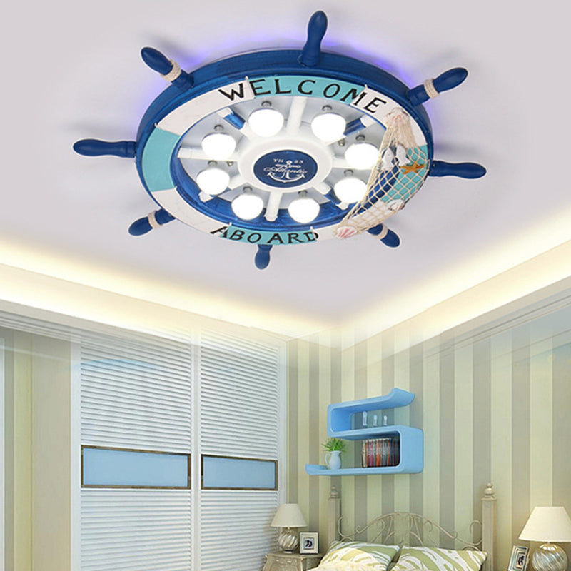 Rudder Shape Flush Mount Light 8 Lights Nautical Stylish Metal Ceiling Lamp for Nursing Room