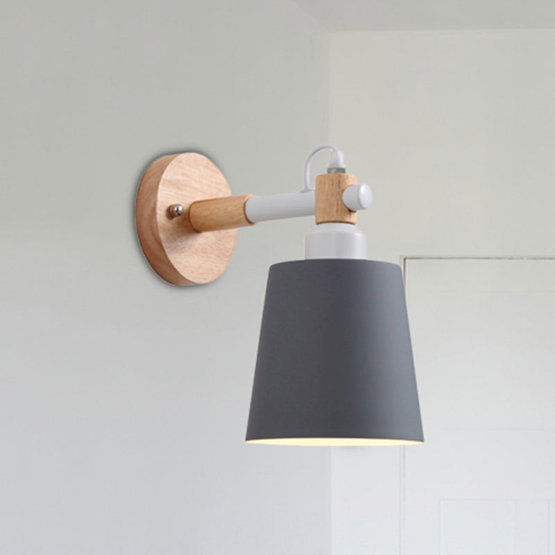 Nursing Room Bucket Wall Sconce Metal 1 Head Nordic Style Long Life Wall Lamp