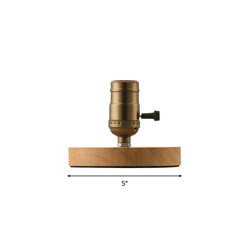 Wooden Circular Base Table Light with Exposed Bulb Farmhouse 1 Light Bedside Standing Lamp in Brass