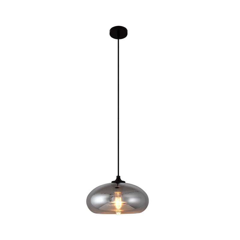 Mirror Glass Mini Pendant Light for Bar Cafe Glass 1 Head Modern Ceiling Hanging Light in Smoke Gray