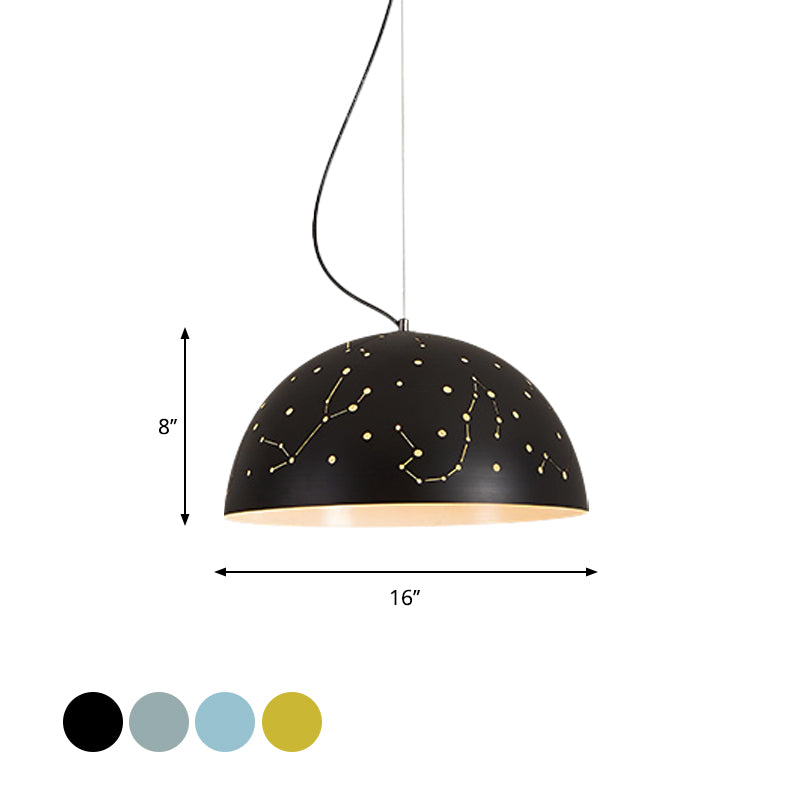 Semisphere metalen hangend plafondlicht minimalistisch 1 lichtblauw/groen/gele hanglamp
