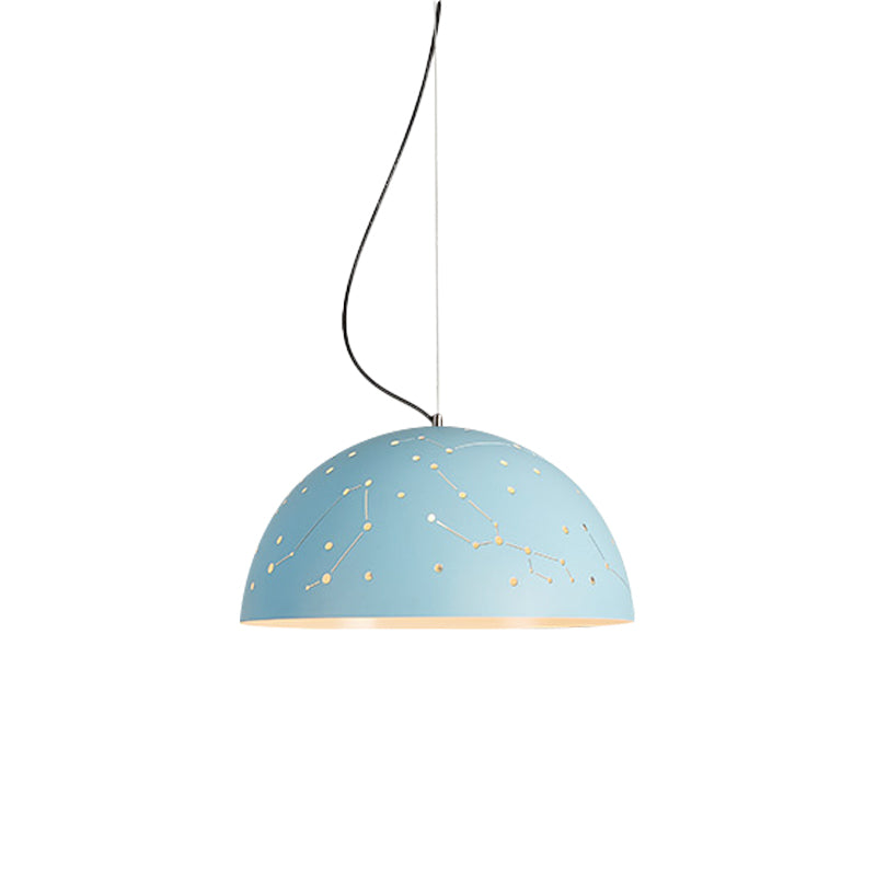 Luz de techo colgante de metal semisferero Minimalista 1 Lámpara colgante de azul claro/verde/amarillo