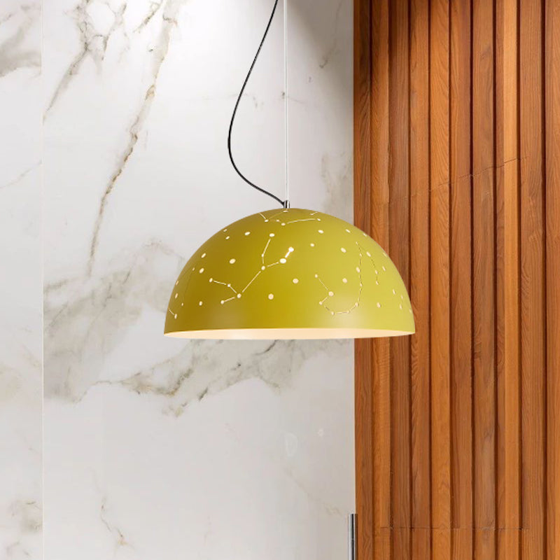 Luz de techo colgante de metal semisferero Minimalista 1 Lámpara colgante de azul claro/verde/amarillo
