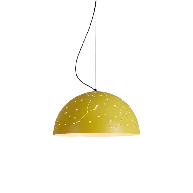 Semisphere metalen hangend plafondlicht minimalistisch 1 lichtblauw/groen/gele hanglamp