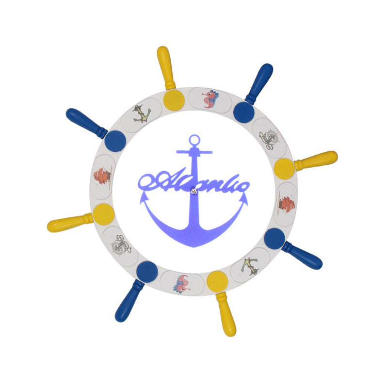 White Rudder LED Ceiling Light Kids Wooden Flush Mount Recessed Lighting, 18"/25.5" Width