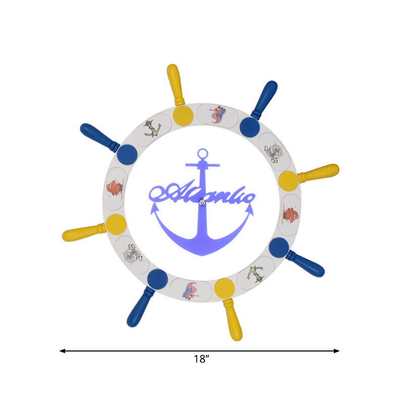 White Rudder LED Ceiling Light Kids Wooden Flush Mount Recessed Lighting, 18"/25.5" Width