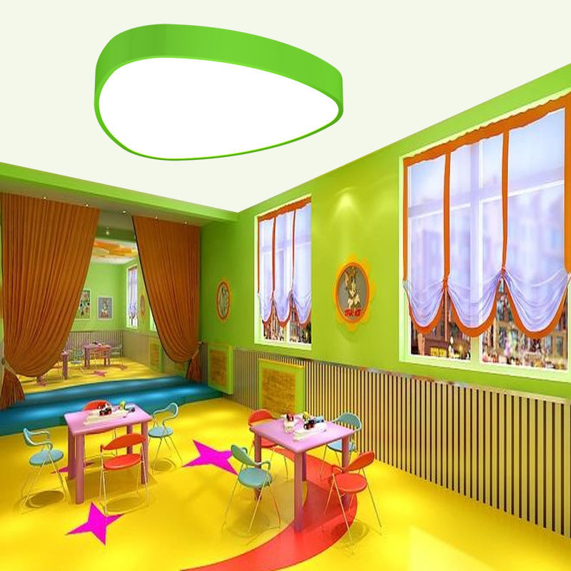 Acrylic Teardrop Shaped Ceiling Lamp Kids Red/Green/Yellow LED Flush Mount Recessed Lighting for Nursery