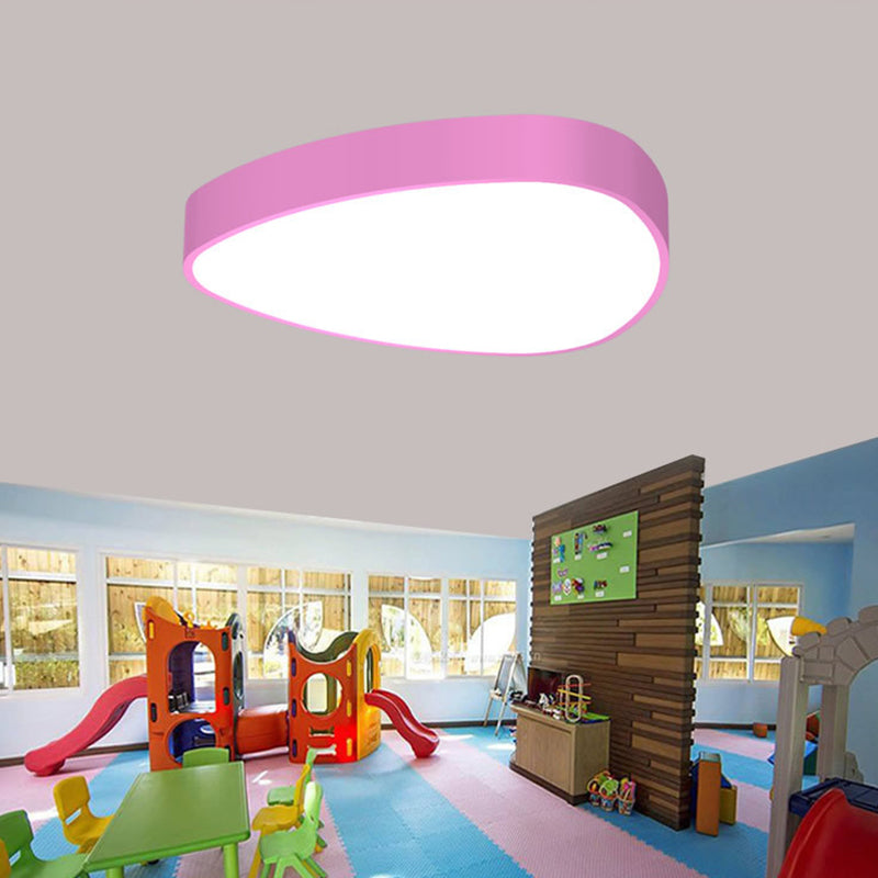 Acrylic Teardrop Shaped Ceiling Lamp Kids Red/Green/Yellow LED Flush Mount Recessed Lighting for Nursery