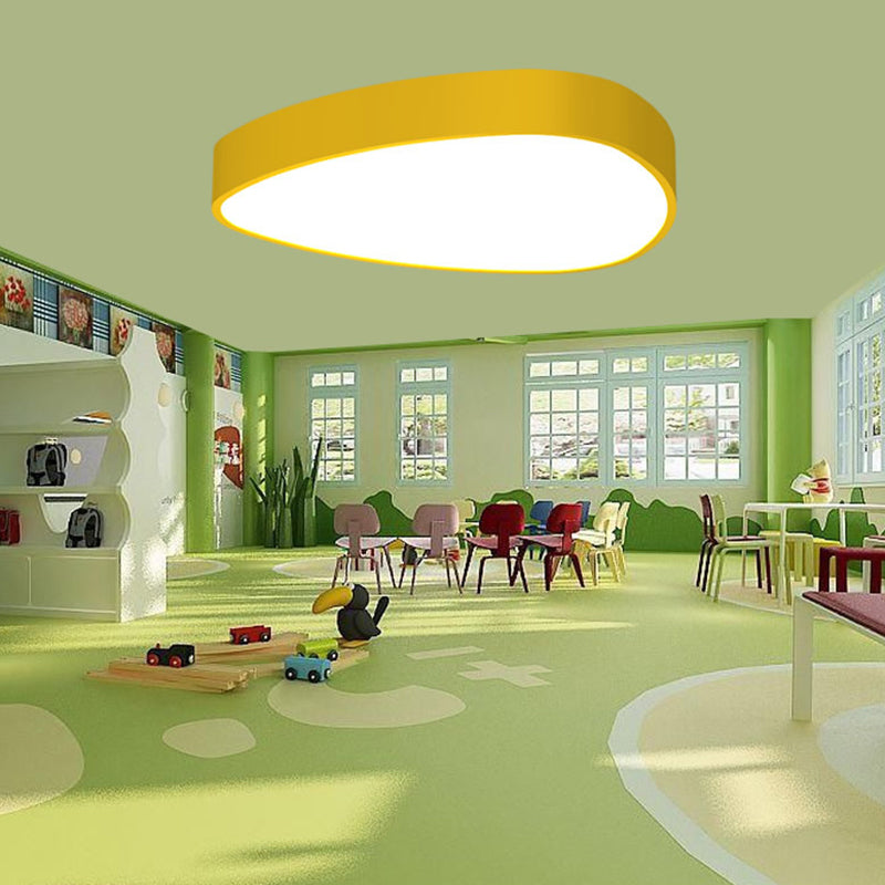 Acrylic Teardrop Shaped Ceiling Lamp Kids Red/Green/Yellow LED Flush Mount Recessed Lighting for Nursery