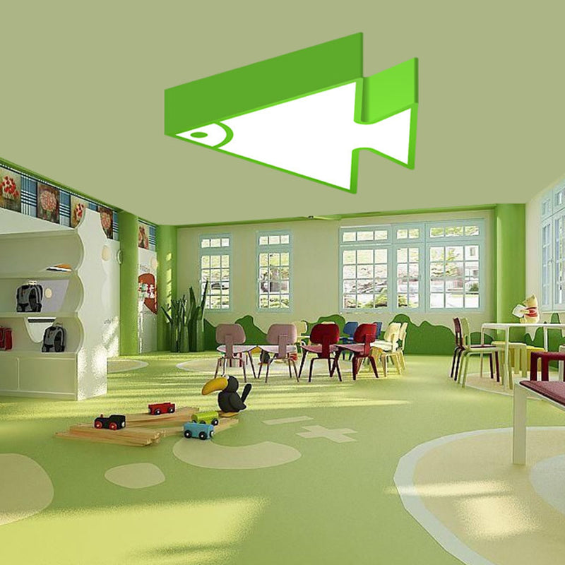 18"/22" Wide Kids LED Flush Mount Pink/Green/Blue Triangle-Fish Shaped Ceiling Light with Acrylic Shade