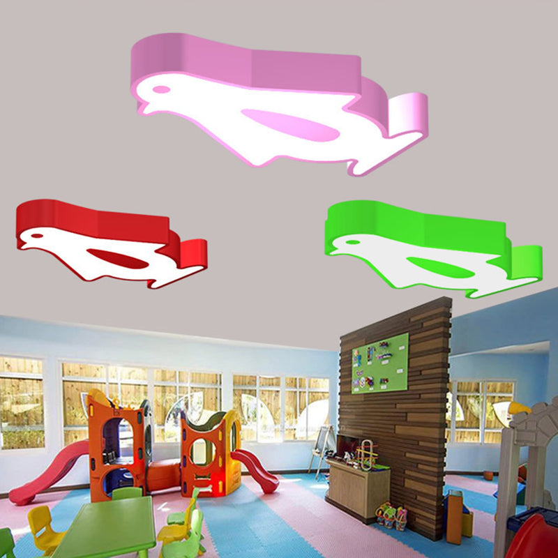 Pinguin LED-Unterputz-Beleuchtung Kinder Metall-Kindergarten in der Nähe von Deckenlampe in Rot/Rosa/Gelb
