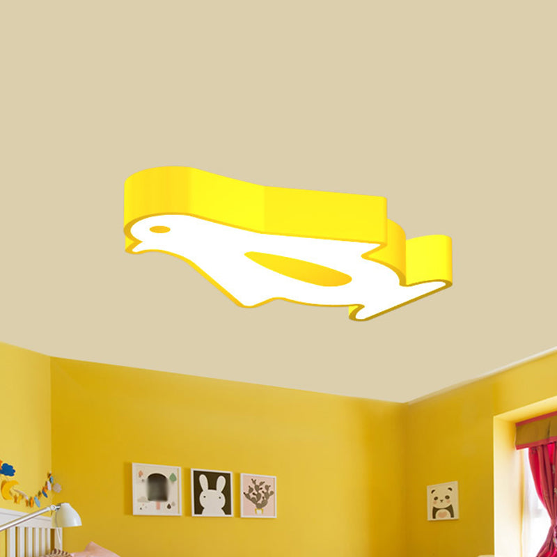 Pinguin LED-Unterputz-Beleuchtung Kinder Metall-Kindergarten in der Nähe von Deckenlampe in Rot/Rosa/Gelb